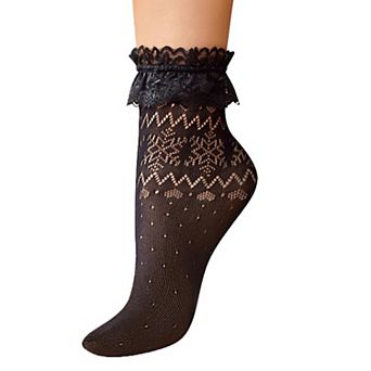 Avidlove Lace Ruffle Frilly Ankle Socks for Women Fashion Ladies Princess Lace Ankle Socks