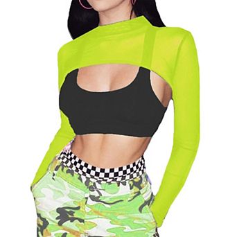 Avidlove Crop Tops for Women See Through Shirt Top Y2K Long Sleeve Top