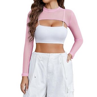 Avidlove Crop Tops for Women See Through Shirt Top Y2K Long Sleeve Top