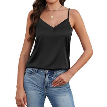 Avidlove Women Silk Satin Tank Tops Soft V Neck Camisole Adjustable Spaghetti Strap Cami Summer