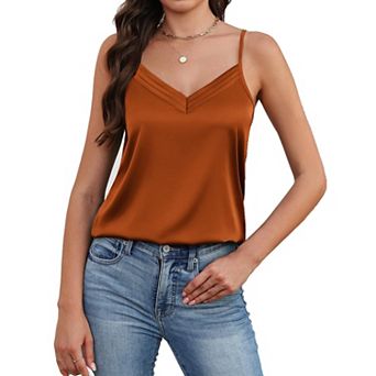 Avidlove Women Silk Satin Tank Tops Soft V Neck Camisole Adjustable Spaghetti Strap Cami Summer