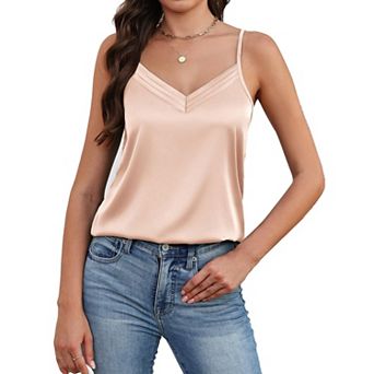 Avidlove Women Silk Satin Tank Tops Soft V Neck Camisole Adjustable Spaghetti Strap Cami Summer