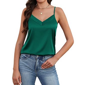 Avidlove Women Silk Satin Tank Tops Soft V Neck Camisole Adjustable Spaghetti Strap Cami Summer