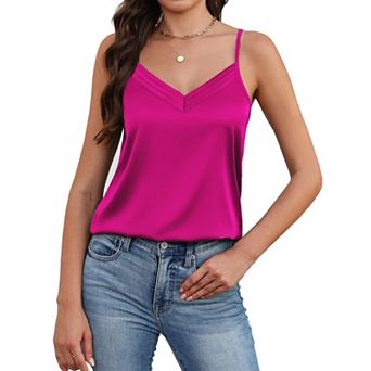 Avidlove Women Silk Satin Tank Tops Soft V Neck Camisole Adjustable Spaghetti Strap Cami Summer