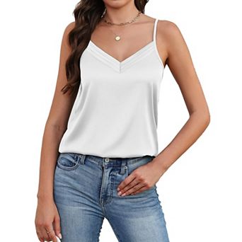 Avidlove Women Silk Satin Tank Tops Soft V Neck Camisole Adjustable Spaghetti Strap Cami Summer