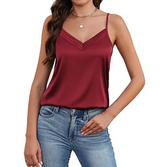 Avidlove Women Silk Satin Tank Tops Soft V Neck Camisole Adjustable Spaghetti Strap Cami Summer
