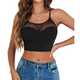 Avidlove Women Fishnet Top High Neck Tops for Women Hollow Out Crop Top Mesh Going Out Outfits