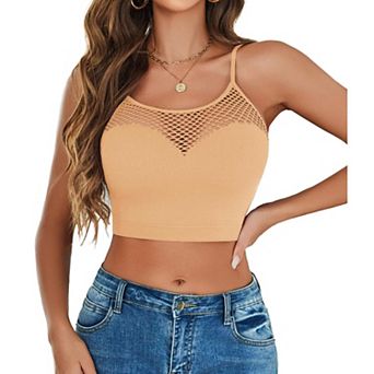 Avidlove Women Fishnet Top High Neck Tops for Women Hollow Out Crop Top Mesh Going Out Outfits