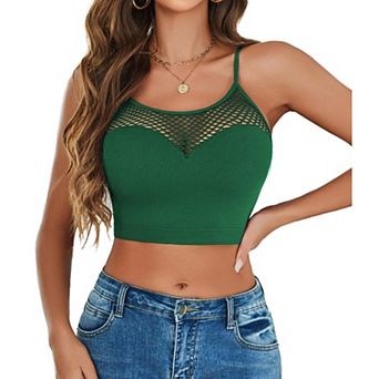 Avidlove Women Fishnet Top High Neck Tops for Women Hollow Out Crop Top Mesh Going Out Outfits