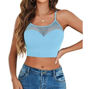 Avidlove Women Fishnet Top High Neck Tops for Women Hollow Out Crop Top Mesh Going Out Outfits