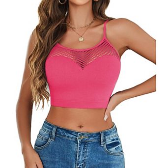 Avidlove Women Fishnet Top High Neck Tops for Women Hollow Out Crop Top Mesh Going Out Outfits