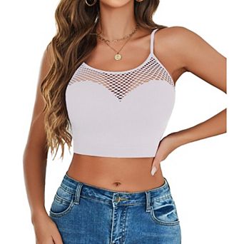 Avidlove Women Fishnet Top High Neck Tops for Women Hollow Out Crop Top Mesh Going Out Outfits