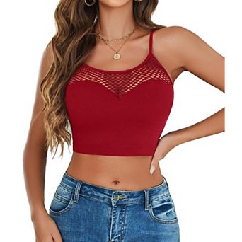 Avidlove Women Fishnet Top High Neck Tops for Women Hollow Out Crop Top Mesh Going Out Outfits