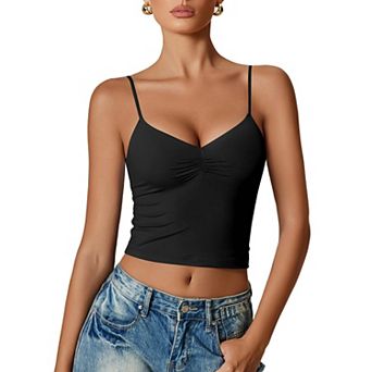 Avidlove Women V Neck Tank Top Adjustable Spaghetti Strap Camisole Going Out y2k Tops Slim Fit Cami
