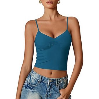 Avidlove Women V Neck Tank Top Adjustable Spaghetti Strap Camisole Going Out y2k Tops Slim Fit Cami