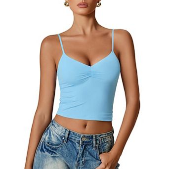 Avidlove Women V Neck Tank Top Adjustable Spaghetti Strap Camisole Going Out y2k Tops Slim Fit Cami