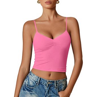 Avidlove Women V Neck Tank Top Adjustable Spaghetti Strap Camisole Going Out y2k Tops Slim Fit Cami