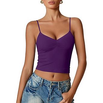 Avidlove Women V Neck Tank Top Adjustable Spaghetti Strap Camisole Going Out y2k Tops Slim Fit Cami