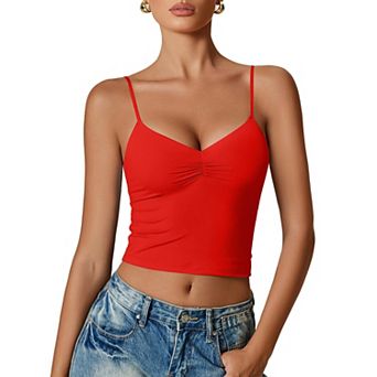 Avidlove Women V Neck Tank Top Adjustable Spaghetti Strap Camisole Going Out y2k Tops Slim Fit Cami