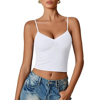Avidlove Women V Neck Tank Top Adjustable Spaghetti Strap Camisole Going Out y2k Tops Slim Fit Cami