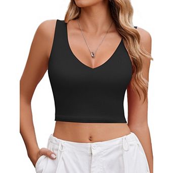 Avidlove Woman Crop Tops Summer Deep V Neck Backless Double Lined Tank Top Slim Fitted