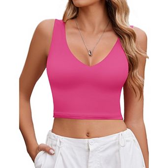 Avidlove Woman Crop Tops Summer Deep V Neck Backless Double Lined Tank Top Slim Fitted