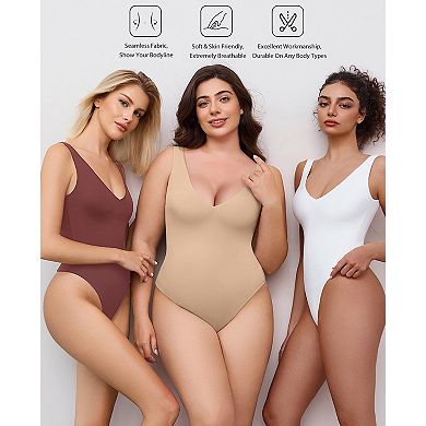 Avidlove Womens Deep V Neck Sleeveless Body Suits Seamless Bodysuit Going Out Tank Bodysuits