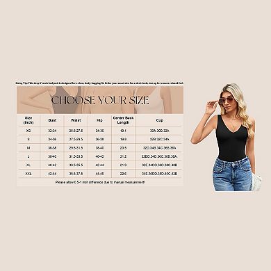 Avidlove Womens Deep V Neck Sleeveless Body Suits Seamless Bodysuit Going Out Tank Bodysuits