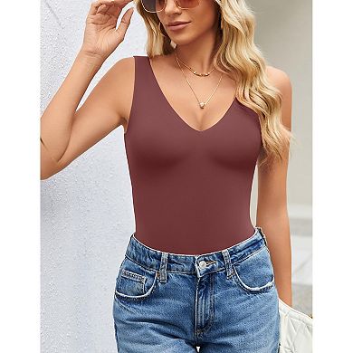 Avidlove Womens Deep V Neck Sleeveless Body Suits Seamless Bodysuit Going Out Tank Bodysuits
