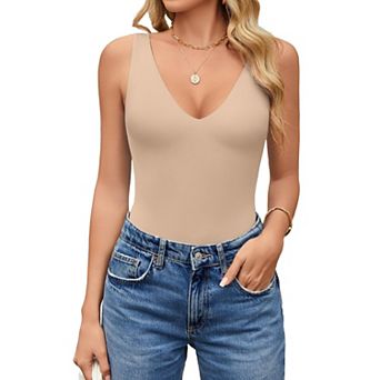 Avidlove Womens Deep V Neck Sleeveless Body Suits Seamless Bodysuit Going Out Tank Bodysuits