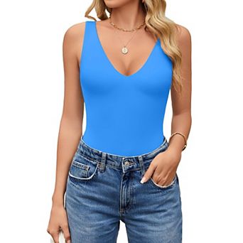 Avidlove Womens Deep V Neck Sleeveless Body Suits Seamless Bodysuit Going Out Tank Bodysuits