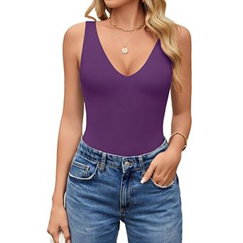 Avidlove Womens Deep V Neck Sleeveless Body Suits Seamless Bodysuit Going Out Tank Bodysuits