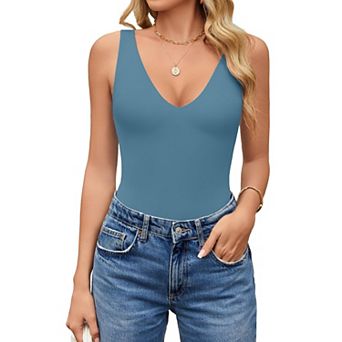 Avidlove Womens Deep V Neck Sleeveless Body Suits Seamless Bodysuit Going Out Tank Bodysuits