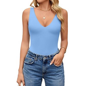 Avidlove Womens Deep V Neck Sleeveless Body Suits Seamless Bodysuit Going Out Tank Bodysuits