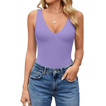 Avidlove Womens Deep V Neck Sleeveless Body Suits Seamless Bodysuit Going Out Tank Bodysuits