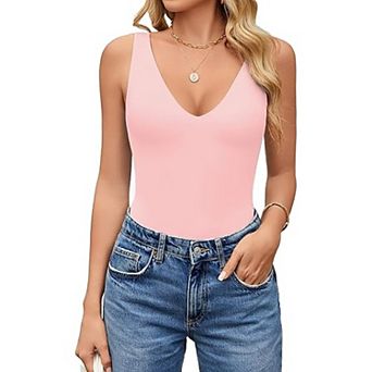 Avidlove Womens Deep V Neck Sleeveless Body Suits Seamless Bodysuit Going Out Tank Bodysuits