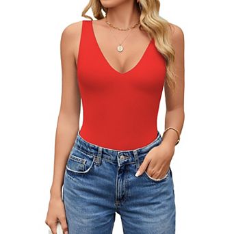 Avidlove Womens Deep V Neck Sleeveless Body Suits Seamless Bodysuit Going Out Tank Bodysuits