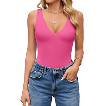 Avidlove Womens Deep V Neck Sleeveless Body Suits Seamless Bodysuit Going Out Tank Bodysuits