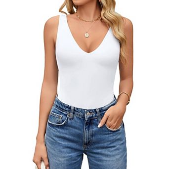 Avidlove Womens Deep V Neck Sleeveless Body Suits Seamless Bodysuit Going Out Tank Bodysuits