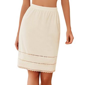 Avidlove Half Slips for Women Underskirt Dress Extender Lace Trim Knee Length Midi Skirt