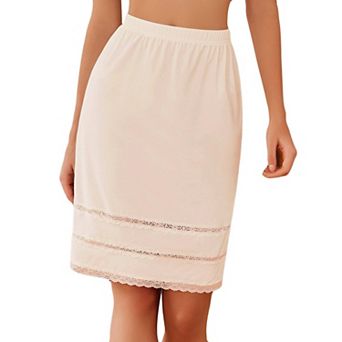 Avidlove Half Slips for Women Underskirt Dress Extender Lace Trim Knee Length Midi Skirt