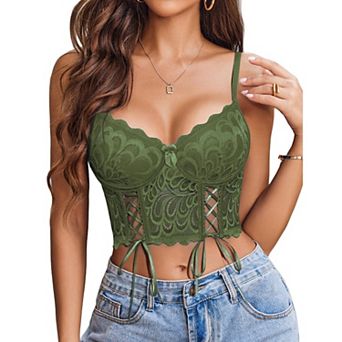 Avidlove Womens Lace Bralette Underwire Corset Tops Camisoles Bustier Crop Tops Y2K