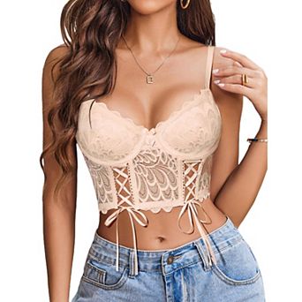 Avidlove Womens Lace Bralette Underwire Corset Tops Camisoles Bustier Crop Tops Y2K