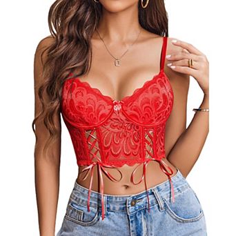 Avidlove Womens Lace Bralette Underwire Corset Tops Camisoles Bustier Crop Tops Y2K