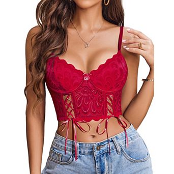 Avidlove Womens Lace Bralette Underwire Corset Tops Camisoles Bustier Crop Tops Y2K