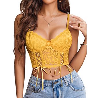Avidlove Womens Lace Bralette Underwire Corset Tops Camisoles Bustier Crop Tops Y2K