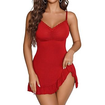 Avidlove Nightie Babydoll Lace Chemise Nightgown Modal Sleepdress Full Slip Dress
