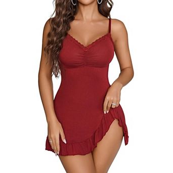 Avidlove Nightie Babydoll Lace Chemise Nightgown Modal Sleepdress Full Slip Dress