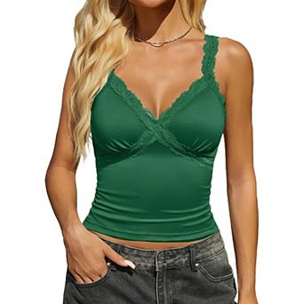 Avidlove Womens Deep V Neck Lace Crop Top Going Out Tank Tops Dressy Casual