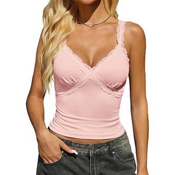 Avidlove Womens Deep V Neck Lace Crop Top Going Out Tank Tops Dressy Casual